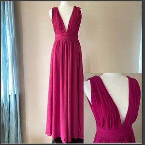 Lulus Medium Formal V-neck Long Maxi Dress Slit